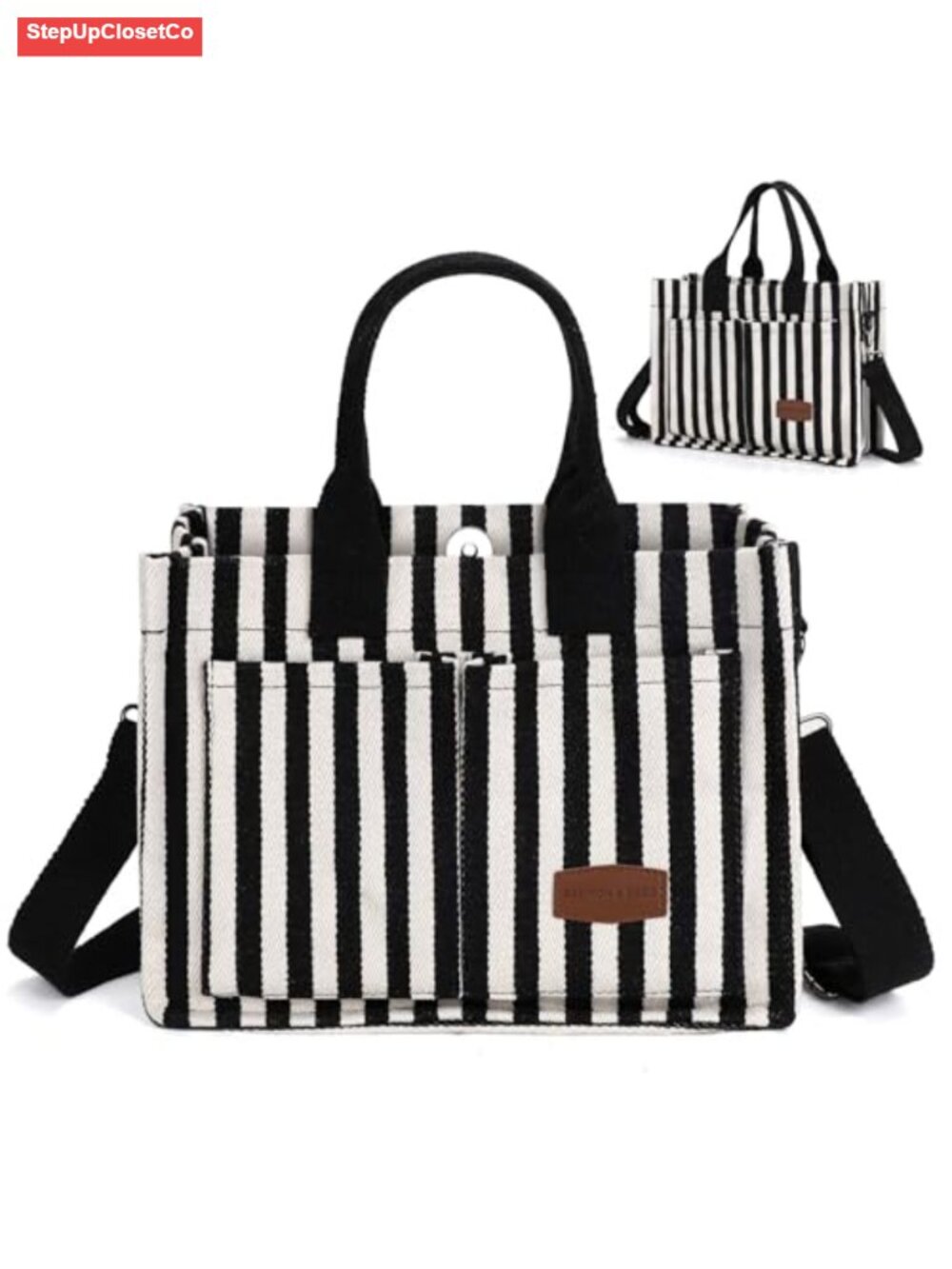 Women Canvas Tote Bag with Multiple Pockets, Work & Bible Study Handbag